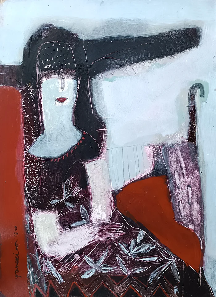 "Laukianti lietaus" akrilas, kartonas 70x50 cm.